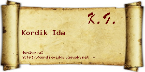 Kordik Ida névjegykártya